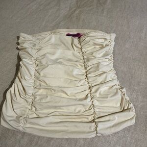 Edikted Cream Ruched Tube Top